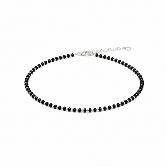 Black Beads Silver Payal (Pair)